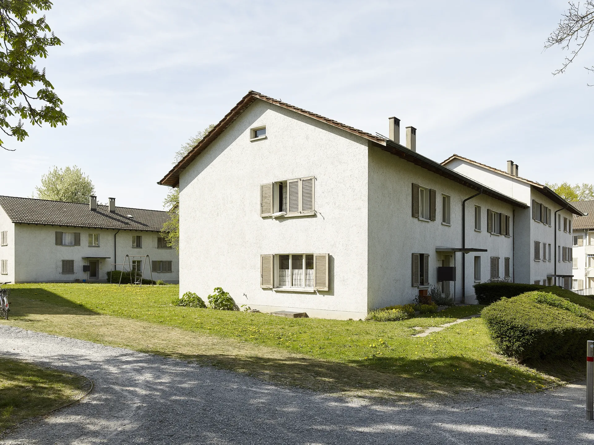 Aussenansicht eines Hauses der Siedlung Burgstrasse
