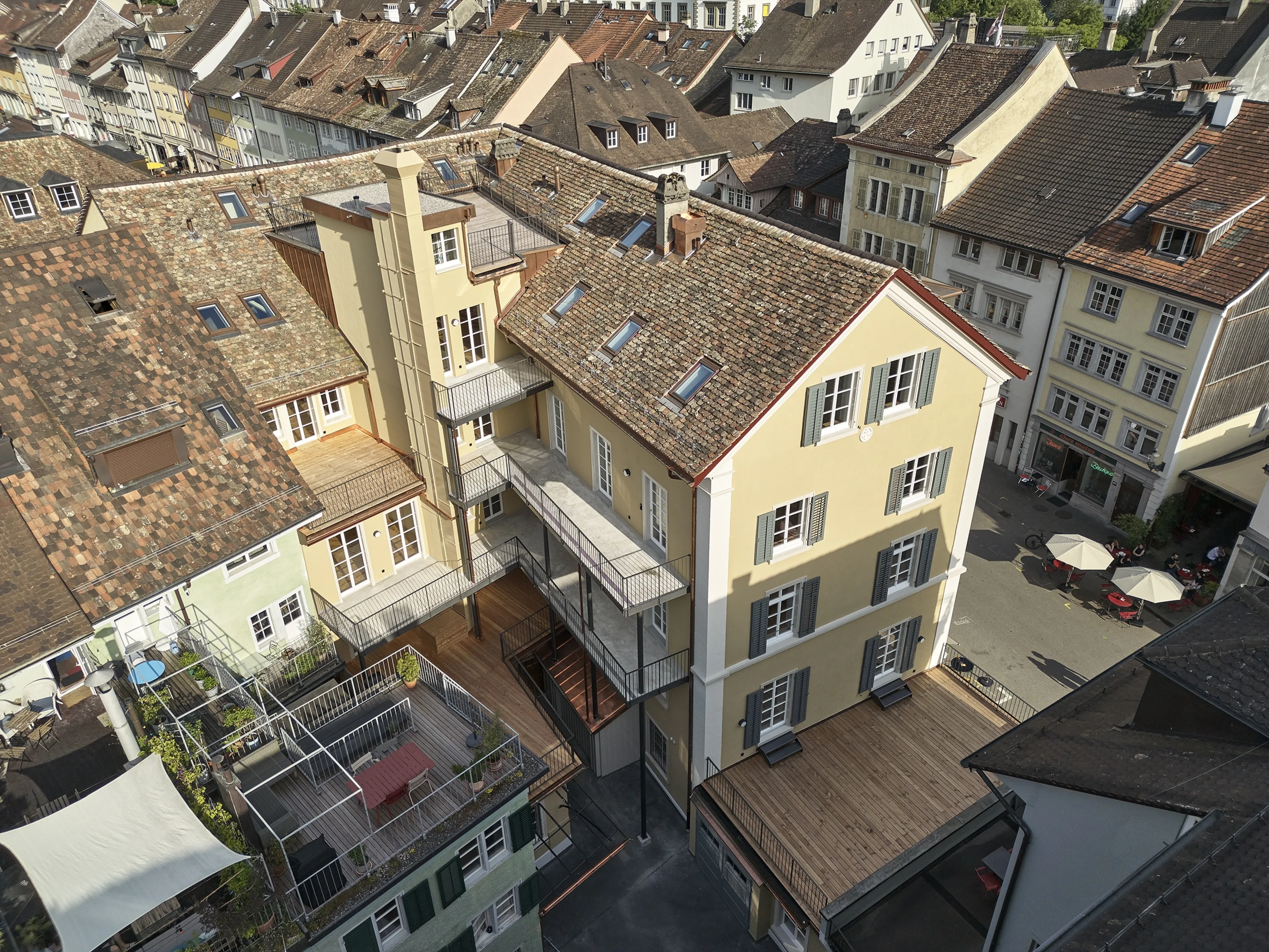 Luftaufnahme des Innenhofs der Steinberggasse 52