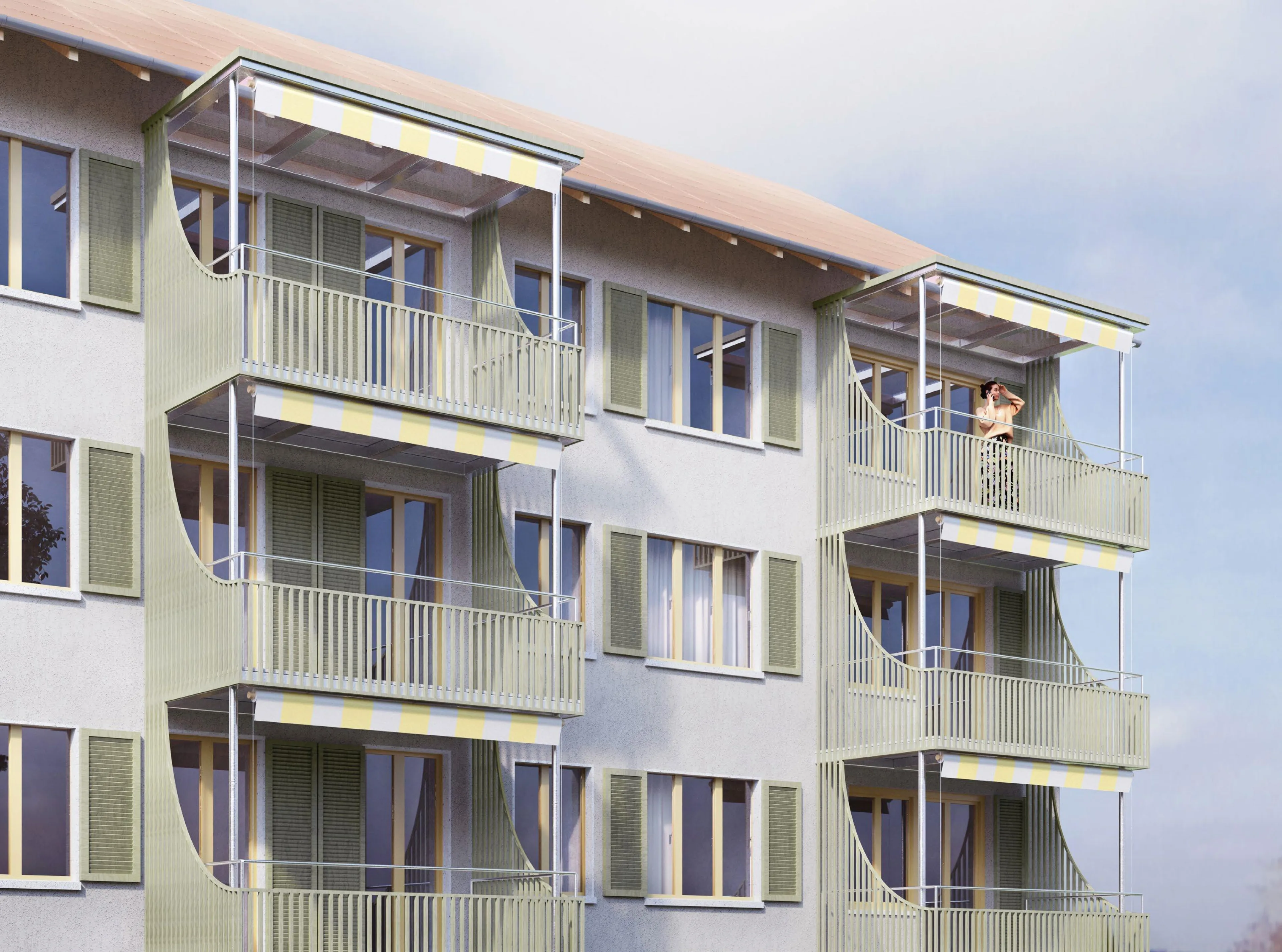Visualisierung eines Vorschlages für die neuen Balkone an der Burgstrasse