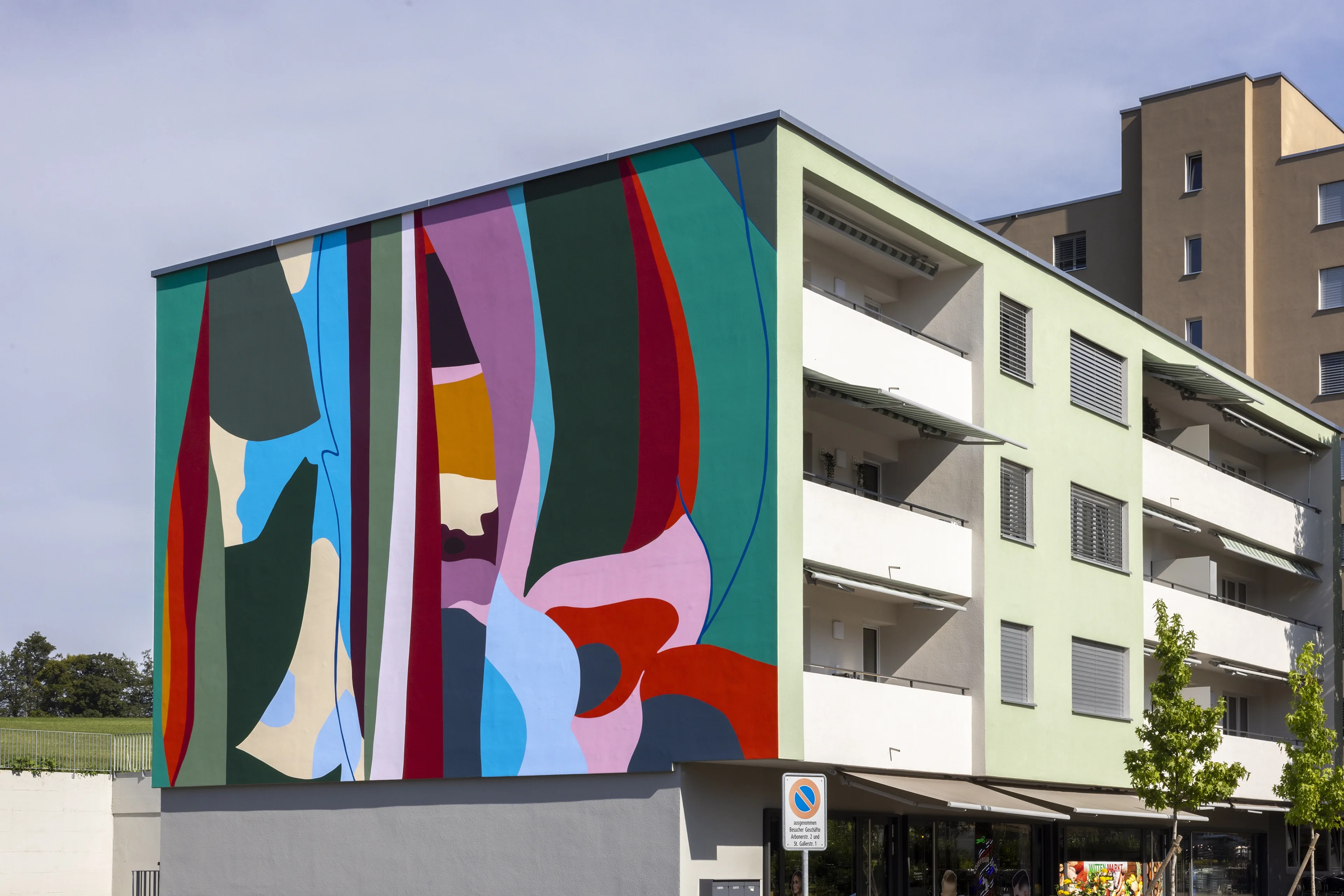 Ansicht des Kunstwerkes an der Arbonerstrasse in Wittenbach